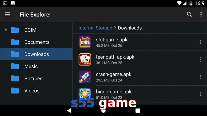 Main screen of S55 Game gameapk page for PK players